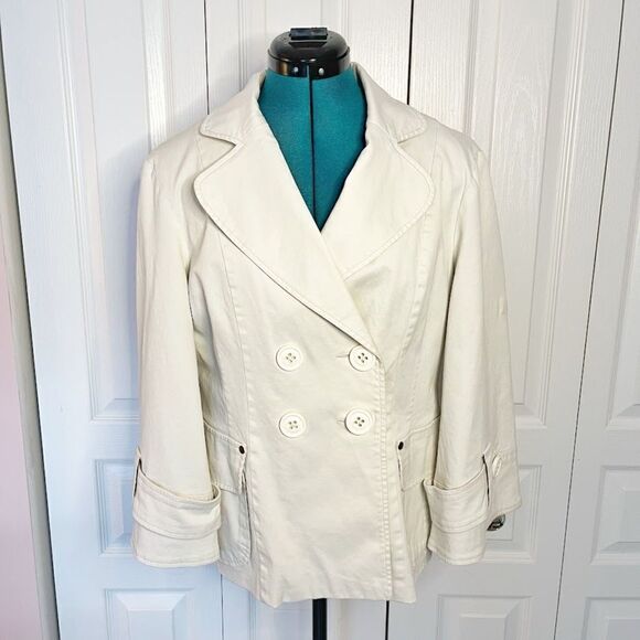 Anthropologie Millard Fillmore Vintage Y2K Button Lined Pocket Stretch Peacoat - Picture 1 of 16